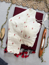 Marun Handloom Cotton Saree With Redy Made Blouse
